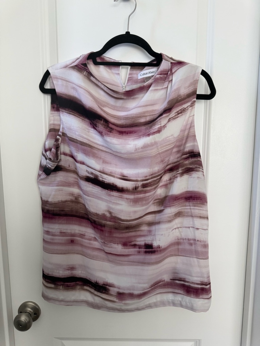 Calvin Klein Mauve, Cream and Brown Striped Business Tank